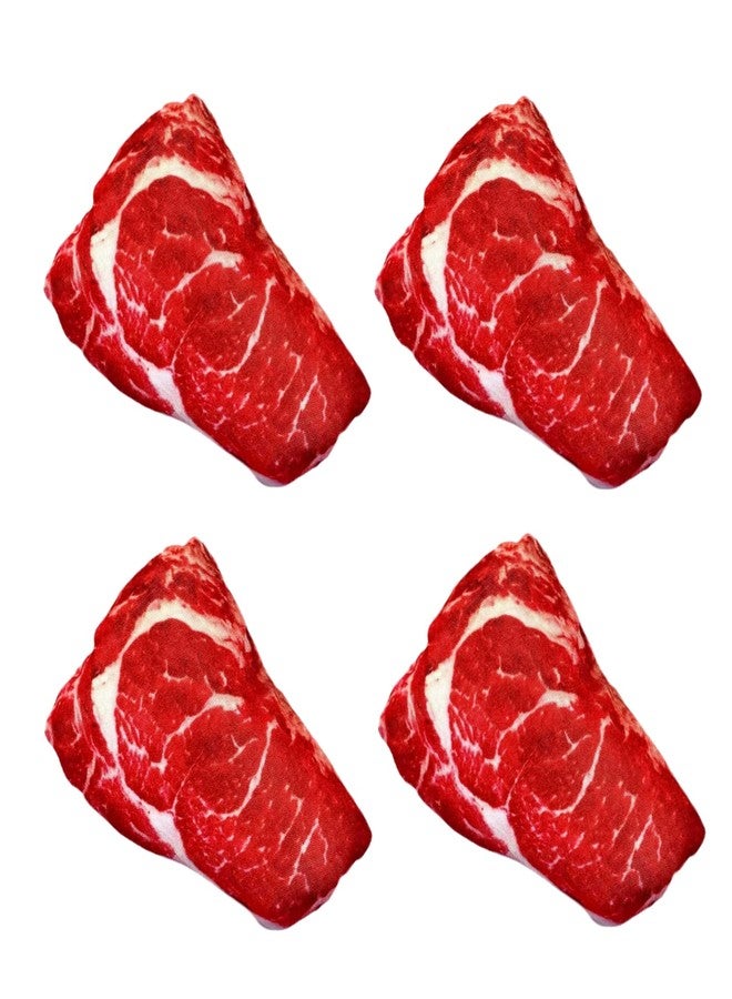 Mozff 4Pcs Realistic Food Dog Squeaky, Steak Dog Toy, Stuffed Puppy Chew with Squeaker, Soft Food Shape Pet Toy for Small and Medium Dogs Pet Supplies，This Product is not Suitable for Children - Image 1
